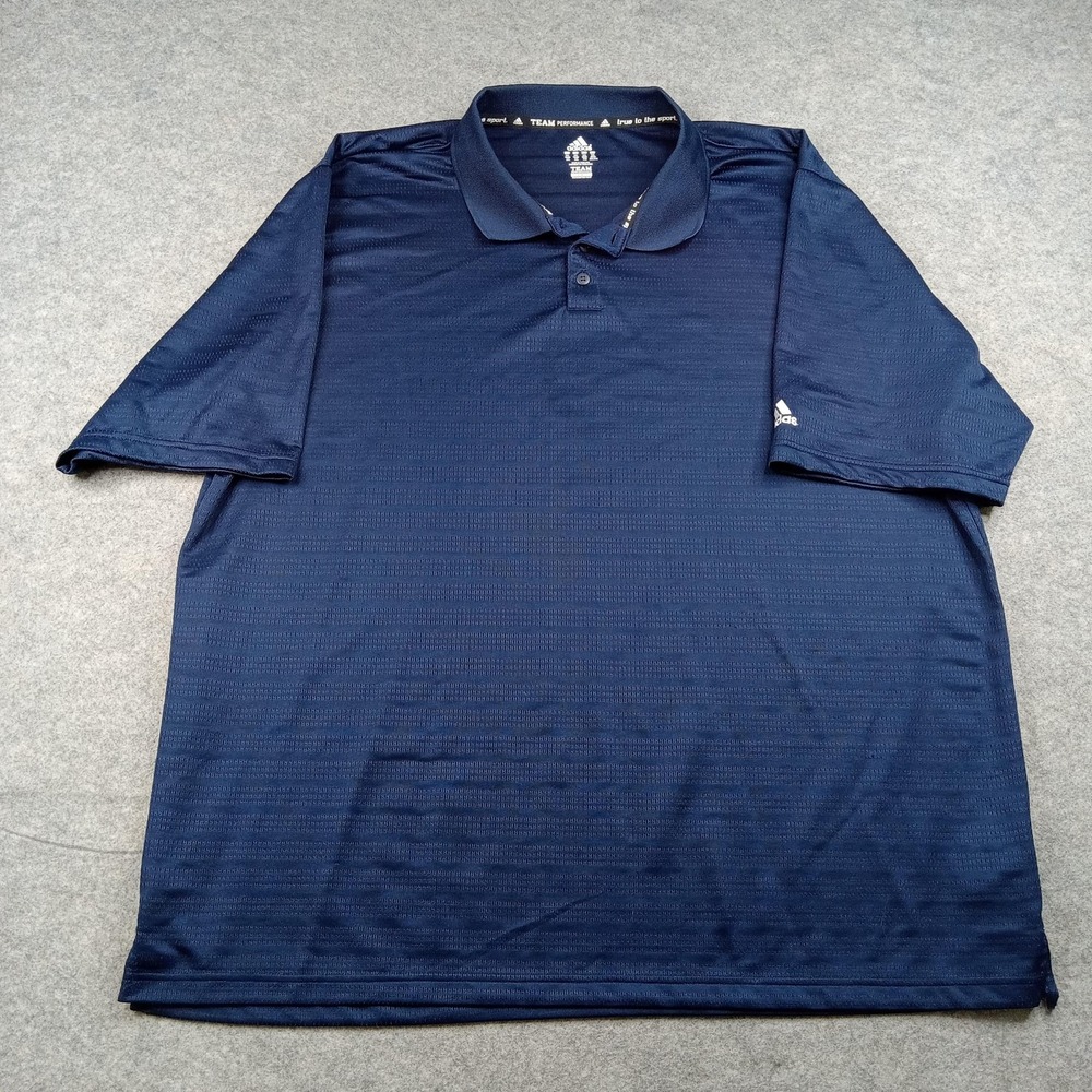 Adidas Polo Shirt Mens‎ 3XL Blue Solid Team Performance Climalite Top E76156